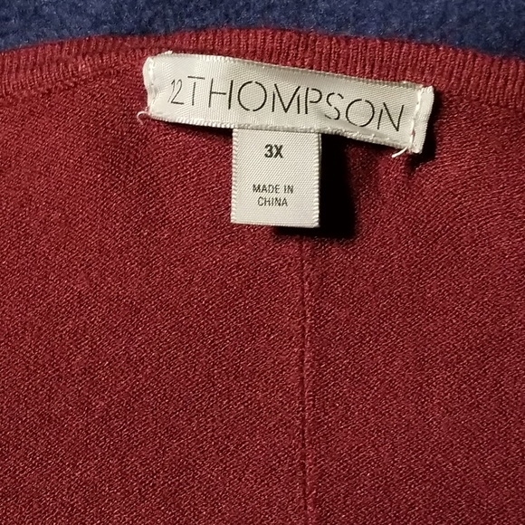 12 Thompson Women's V-Neck Sweater In Vibrant Cherry Pie Color - Picture 4 of 9